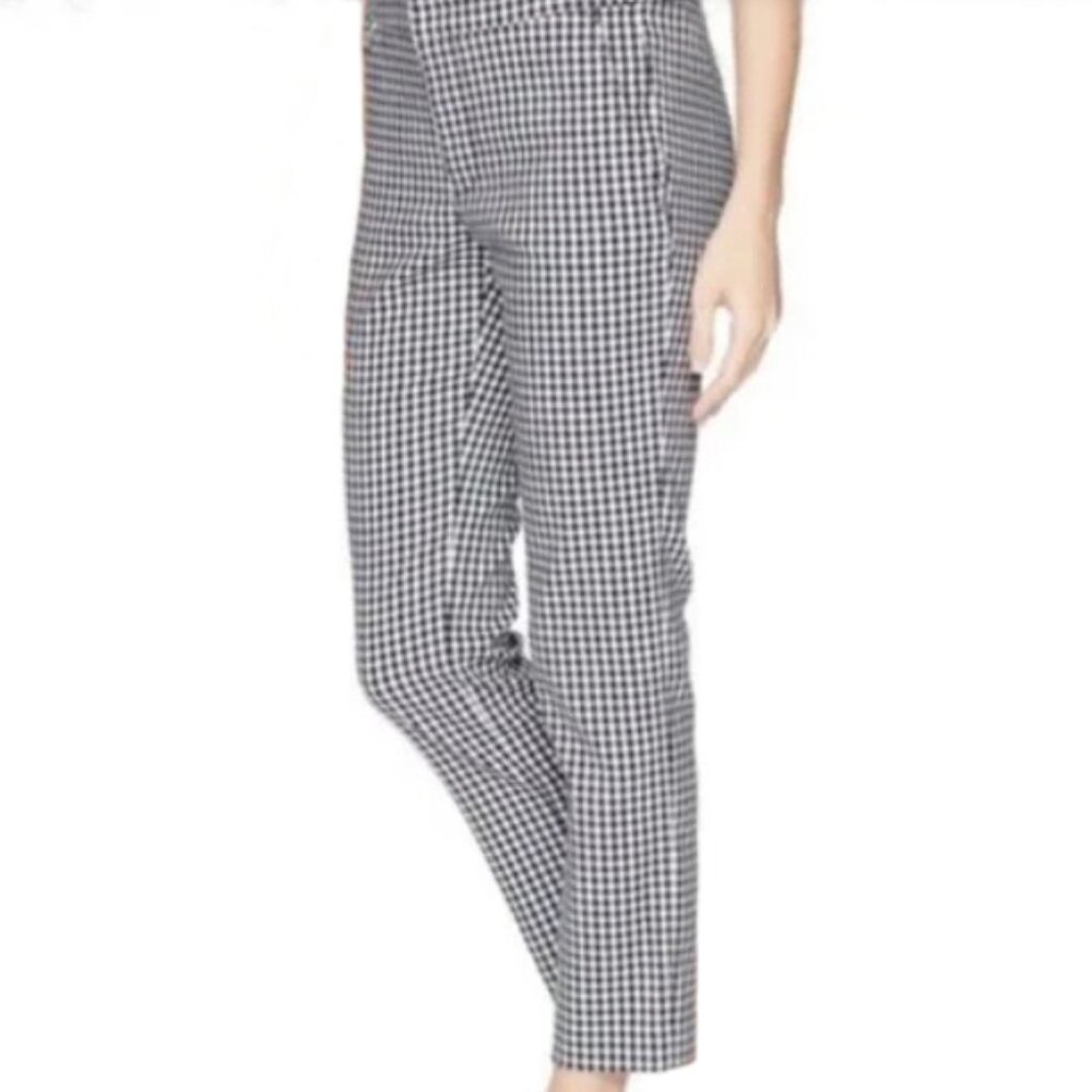 L-RL LAUREN ACTIVE RALPH LAUREN BLACK WHITE GINGHAM CHECK CROP PANTS SIZE 2 NWOT